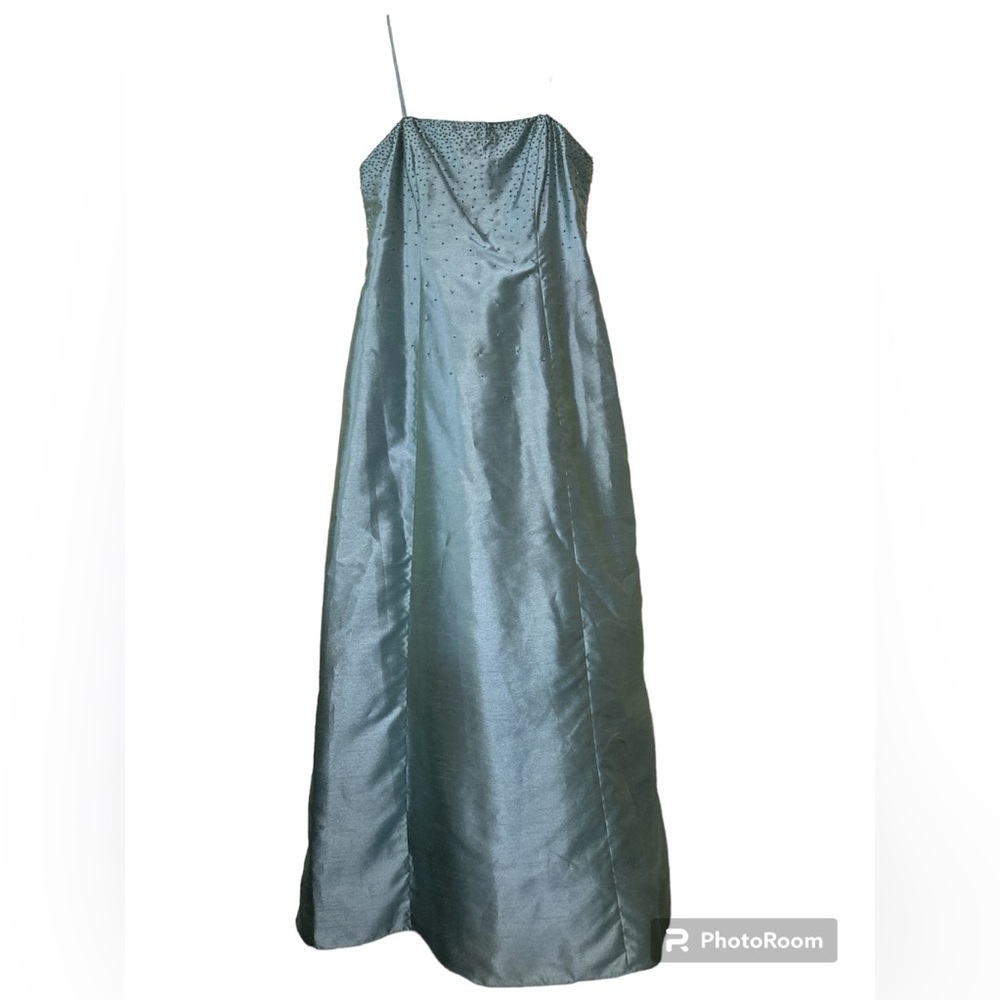 Green blue iridescent beaded dress size 10 - Picture 2 of 7